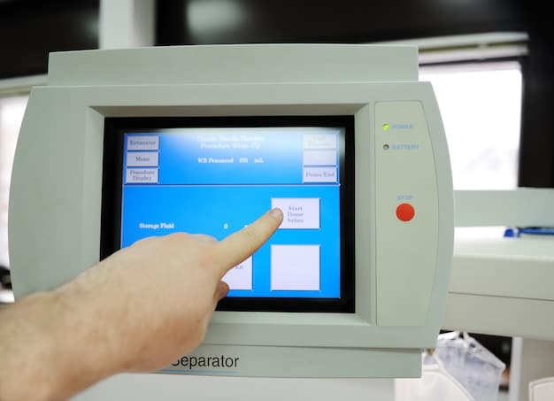A close-up shot of the touchscreen of an electronic voting machine. Code is faintly visible in the background, overlaid on the screen, symbolizing the cybersecurity vulnerabilities present in these devices. The image conveys a sense of technological complexity and potential risks.