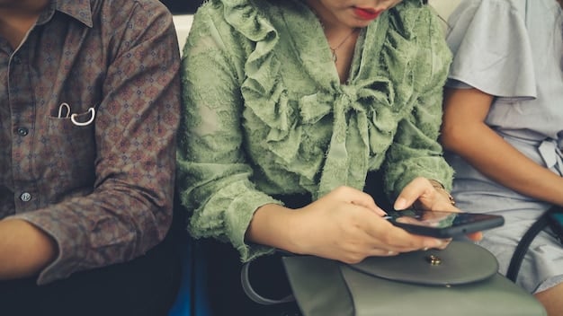 A close-up shot of attendees using a mobile app at a community event, engaging in a digital contest or activity related to the event.