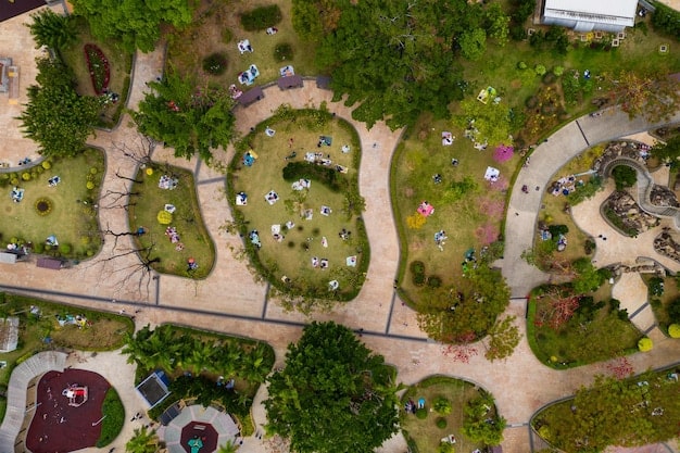A map of a community park, highlighting different areas designated for various activities during an event, such as food stalls, performance stages, and children's play areas, demonstrating effective event layout planning.