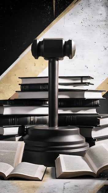 A gavel and law books, symbolizing the legal and regulatory aspects of mergers and acquisitions.