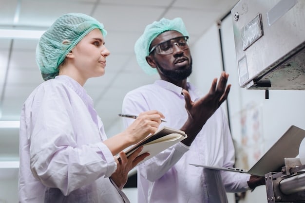 A diverse team of scientists and engineers working in a cutting-edge lab, developing advanced materials. The scene is brightly lit, with advanced equipment and digital displays showing data visualizations, illustrating innovation.