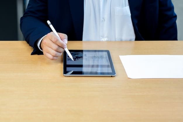 A digital tablet displaying a lobbying disclosure form, with a pen resting on top, symbolizing the act of reporting lobbying activities.