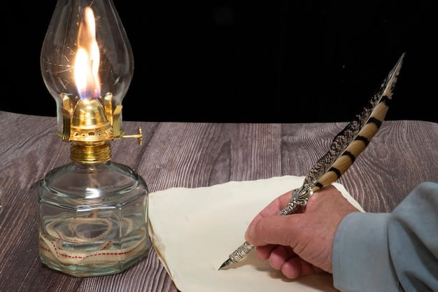 A close-up of a hand writing a letter to an elected official at a desk with a lamp providing illumination.