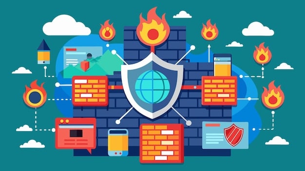 A visual representation of a layered security system, showing different levels of protection like firewalls, intrusion detection systems, antivirus software, and data encryption. Each layer is labeled with its function.