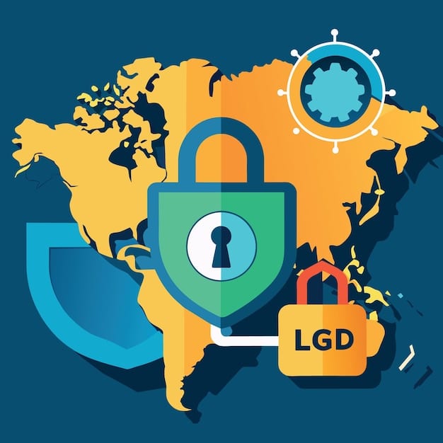 A graphic depicting a shield with a lock icon inside, surrounded by data streams. This symbolizes data protection and security in the context of local government.