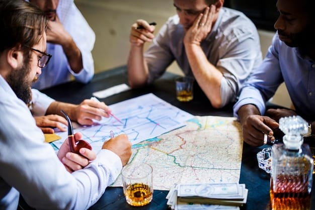 A group of community leaders meeting to discuss disaster preparedness plans, reviewing maps and strategies. This scene highlights the collaborative effort required to secure Federal Disaster Relief Funds: How to Prepare Your Local Community for 2025.