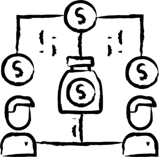 A detailed hand-drawn flowchart illustrating the complex pathways of money in political campaigns, including donors, Super PACs, and various types of political organizations, with arrows indicating flow of funds.