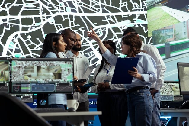 A community event with visible security cameras placed strategically throughout the venue, and security personnel using tablets for real-time monitoring. The image highlights the integration of technology to safeguard attendees and ensure a secure and enjoyable experience, showcasing a key aspect of The Future of Community Events: How Technology and Data Are Shaping the 2025 Landscape.