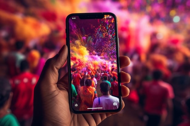 A close-up of a smartphone displaying an engaging event post on Instagram, showcasing vibrant visuals, clear event details, and interactive elements like polls and questions, emphasizing Community Event Marketing on a Budget: Proven Strategies to Attract Attendees in 2025 through digital platforms.