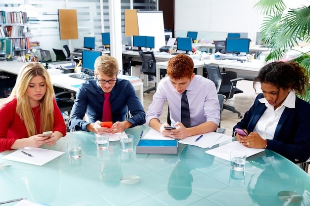 A conference room scene with executives gathered around a table, reviewing documents related to SEC compliance. Charts and graphs are visible on a large screen in the background, illustrating key financial metrics. The atmosphere is focused and collaborative, as the team works together to ensure they meet the New SEC Regulations for Public Companies: Are You Prepared for the January 2025 Deadline?.