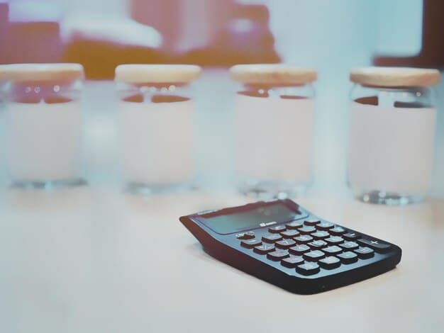A close-up shot of a calculator with financial charts blurred in the background. The image emphasizes the calculation of interest rates and their impact on business finances. Breaking: Federal Reserve Announces Another 0.25% Interest Rate Hike – How Will It Impact Your Business? concepts are visually represented.