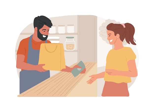A customer picking up an order at a designated 