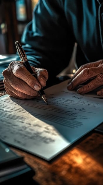 A close up shot of a lawmaker signing a new labor law bill into effect in 2025, with various stakeholders present. The photograph emphasizes the importance of understanding and adapting to New Labor Laws in 2025: What Businesses Need to Know About Minimum Wage and Employee Benefits.