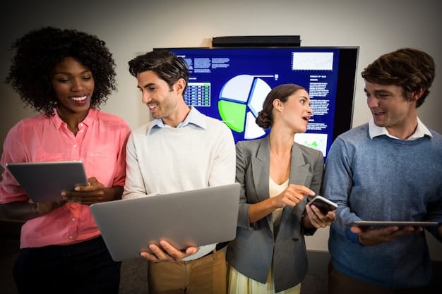 An image depicting a diverse group of IT professionals working collaboratively in a modern data center, with visual overlays of data streams and security protocols. The scene illustrates the importance of data security and skilled talent in navigating 'The Rise of Artificial Intelligence in Business: Opportunities and Challenges for US Companies', emphasizing the need for robust security measures and human expertise to manage and protect AI-driven systems.