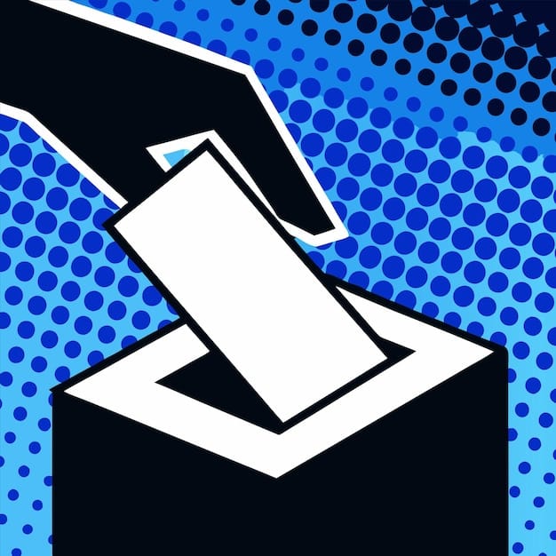 A split image contrasting a ballot box overflowing with votes on one side and a single electoral vote on the other, symbolizing the disparity between the popular vote and the electoral vote in the context of 