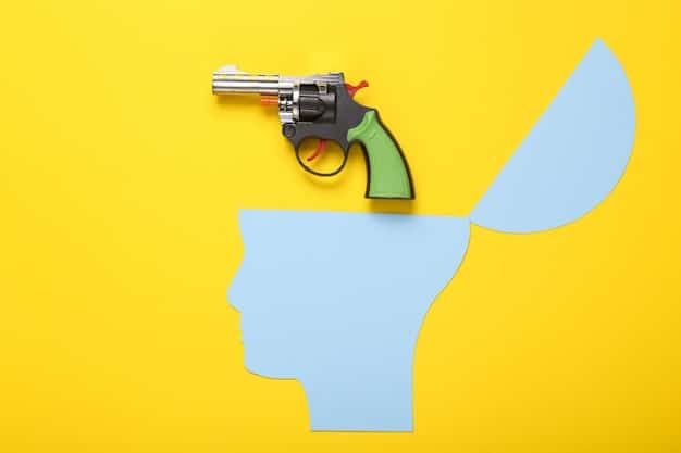 A split image showing a handgun on one side and a mental health professional providing counseling on the other. The image symbolizes the complex relationship between gun ownership and mental health concerns in the context of gun control debates. What are the Current Debates Surrounding Gun Control Legislation, and What are the Proposed Solutions?